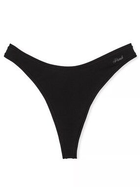 🆕 PINK Victoria's Secret Black High Cut Cotton Thong